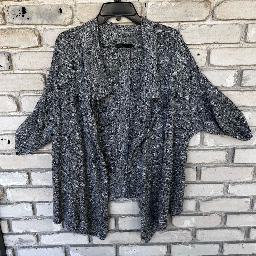 Prana gray/white waterfall open sweater.